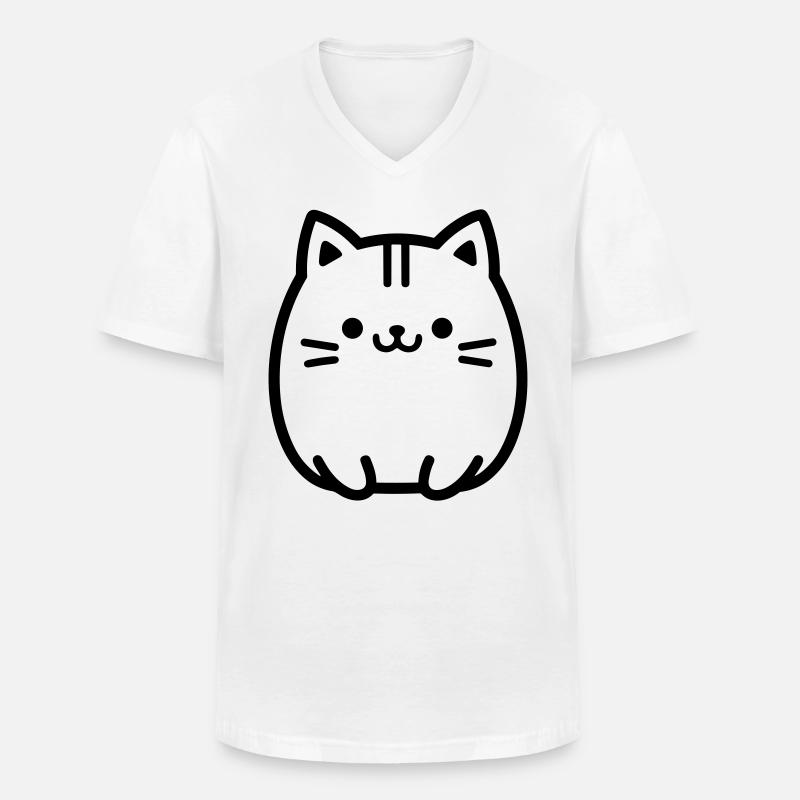 Katze - Männer-T-Shirt mit V-Ausschnitt - Weiß
