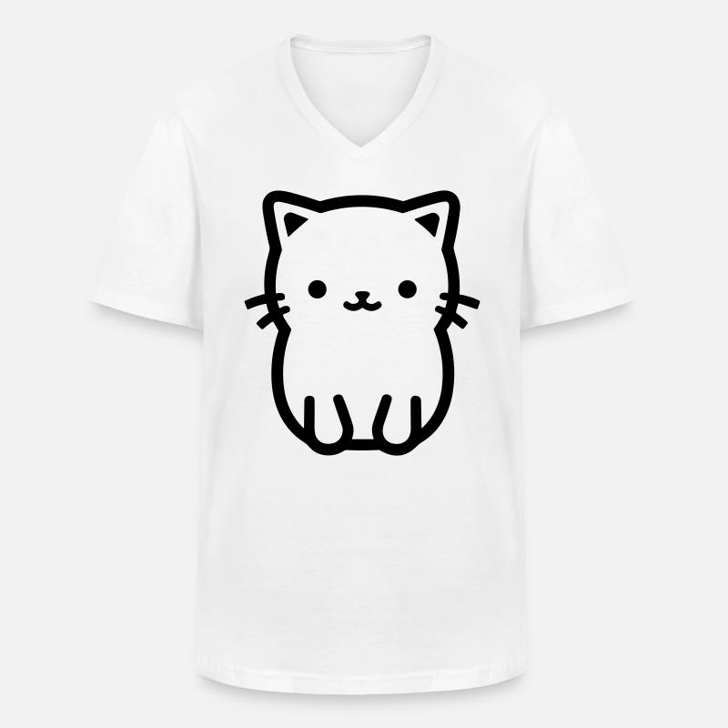 Katze - Männer-T-Shirt mit V-Ausschnitt - Weiß