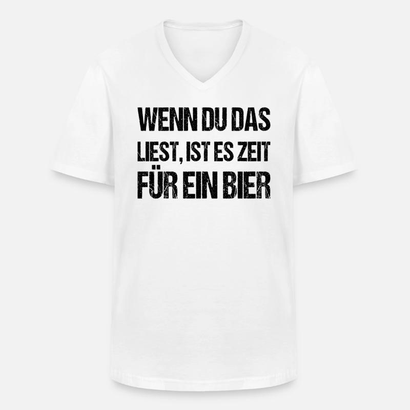 Bier Sprüche - Männer-T-Shirt mit V-Ausschnitt - Weiß