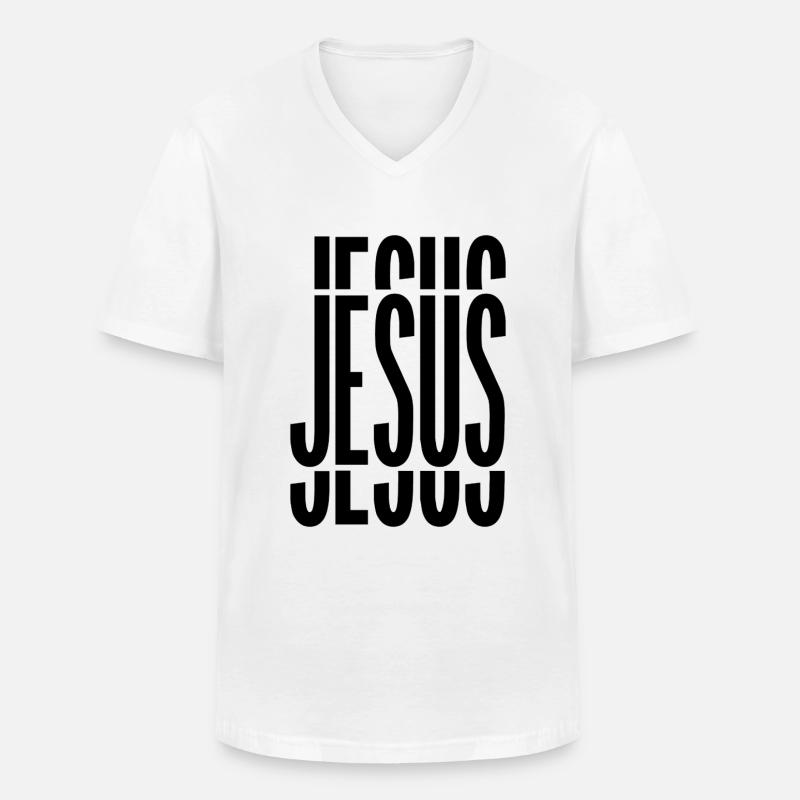 Jesus - Männer-T-Shirt mit V-Ausschnitt - Weiß