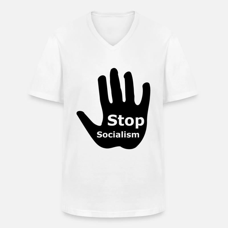 Stop den Sozialismus - Männer-T-Shirt mit V-Ausschnitt - Weiß