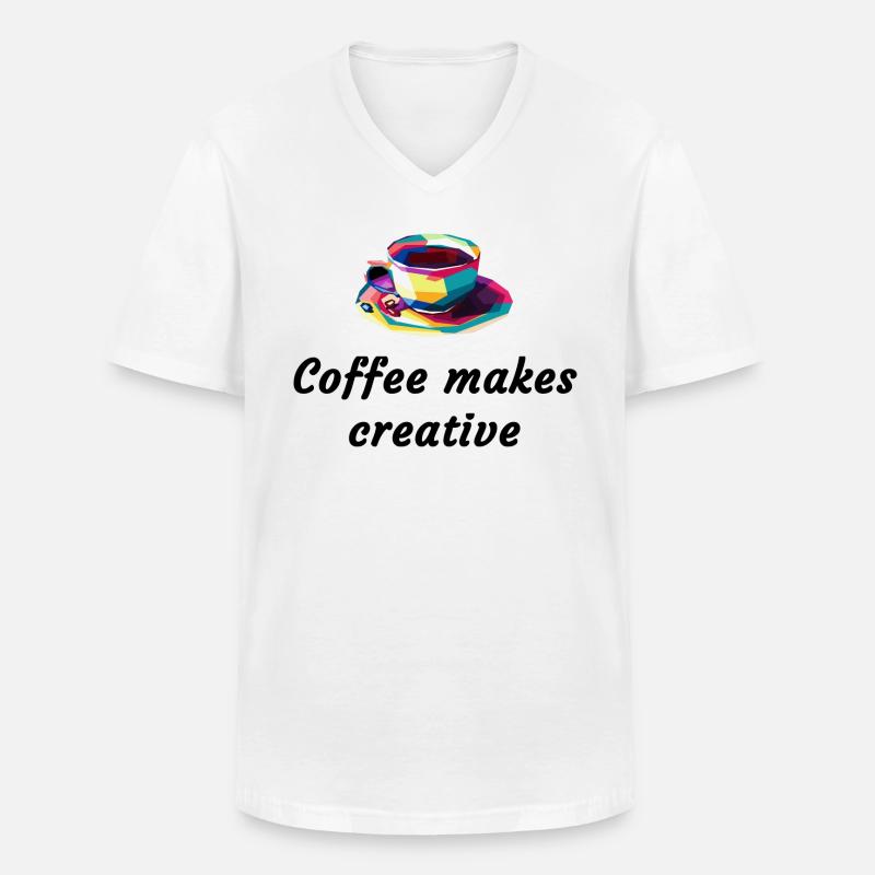 Kaffee, Coffee makes creative - Männer-T-Shirt mit V-Ausschnitt - Weiß