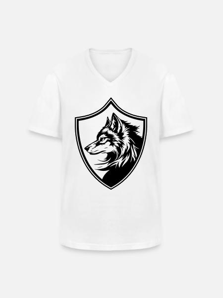 Wolf Wappen Silhouette - Männer-T-Shirt mit V-Ausschnitt - Weiß