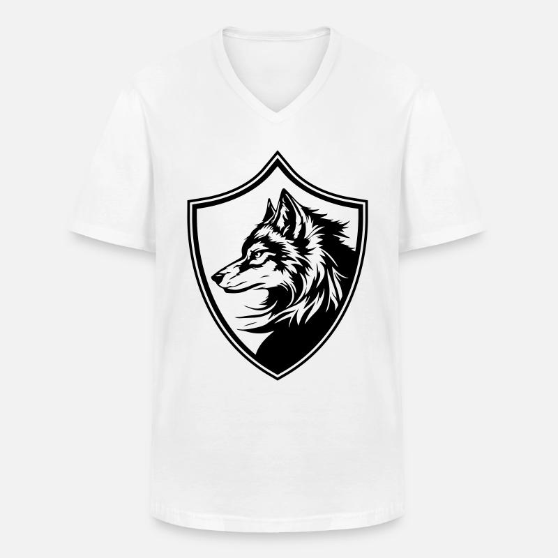 Wolf Wappen Silhouette - Männer-T-Shirt mit V-Ausschnitt - Weiß