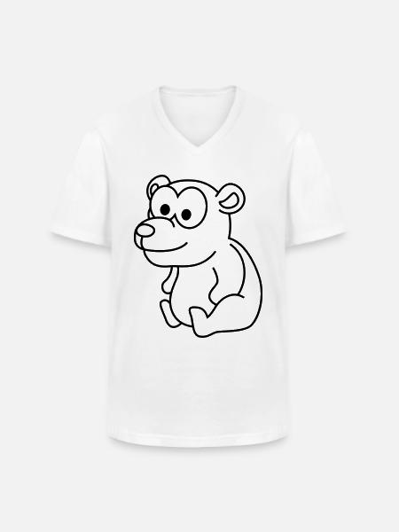 Bear Comic - Men's V-Neck T-Shirt - white