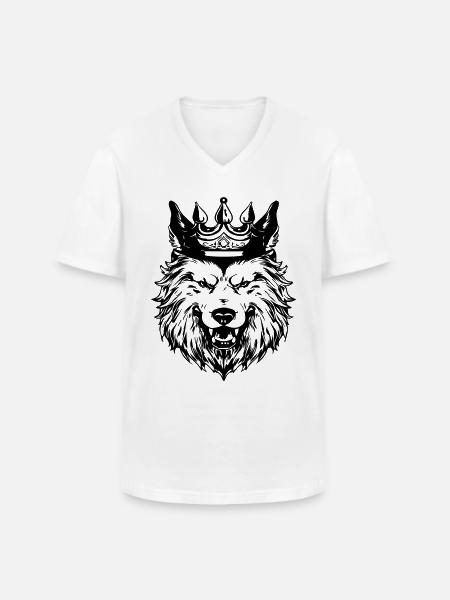 Wolf Crown Head King - Men's V-Neck T-Shirt - white