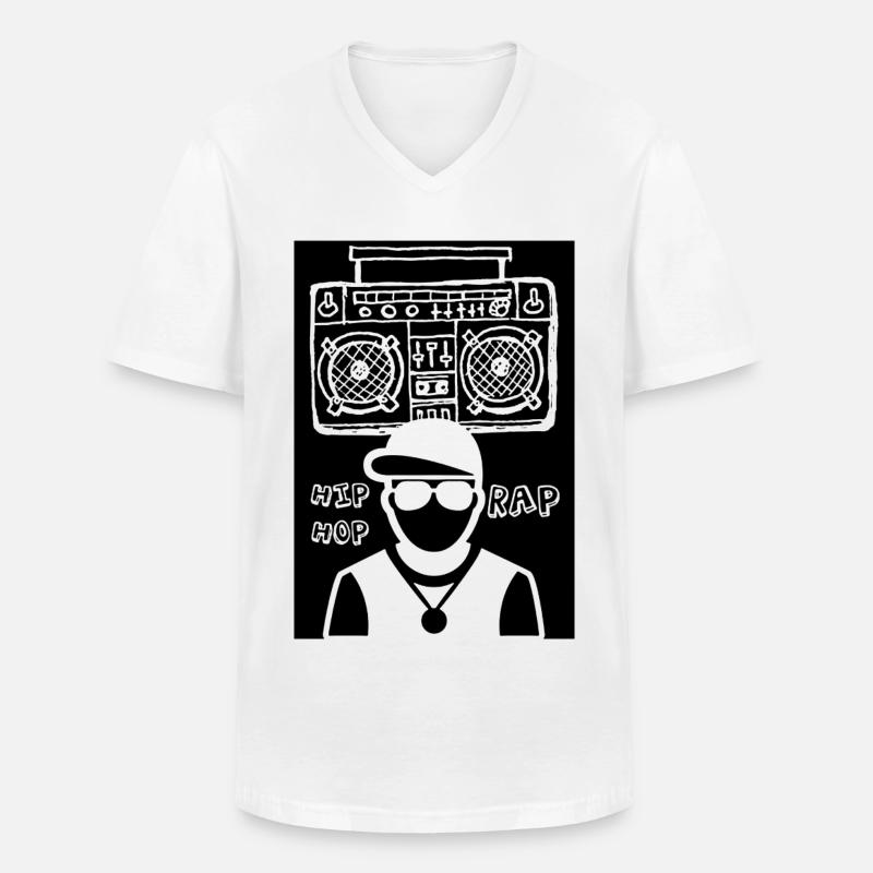 DER RAPPER und das Soundsystem - Männer-T-Shirt mit V-Ausschnitt - Weiß