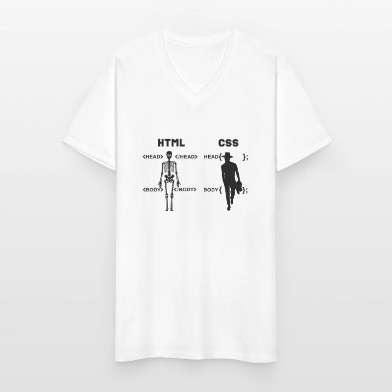 HTML vs CSS Programmiersprache Männer-T-Shirt mit V-Ausschnitt