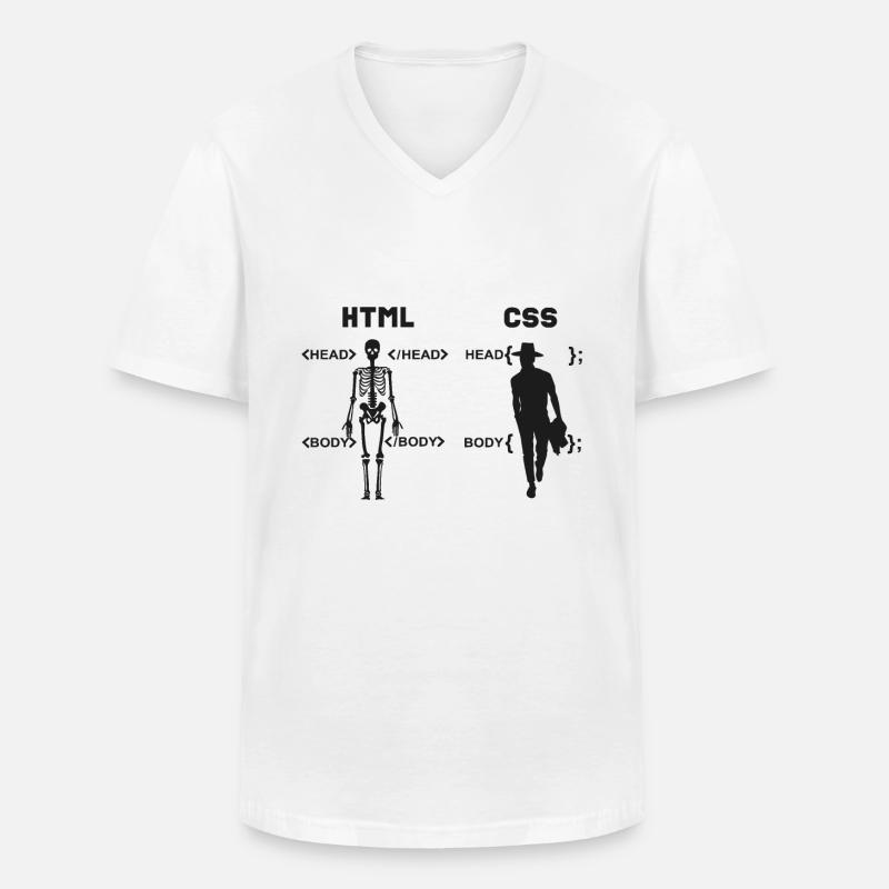 HTML vs CSS Programmiersprache - Männer-T-Shirt mit V-Ausschnitt - Weiß