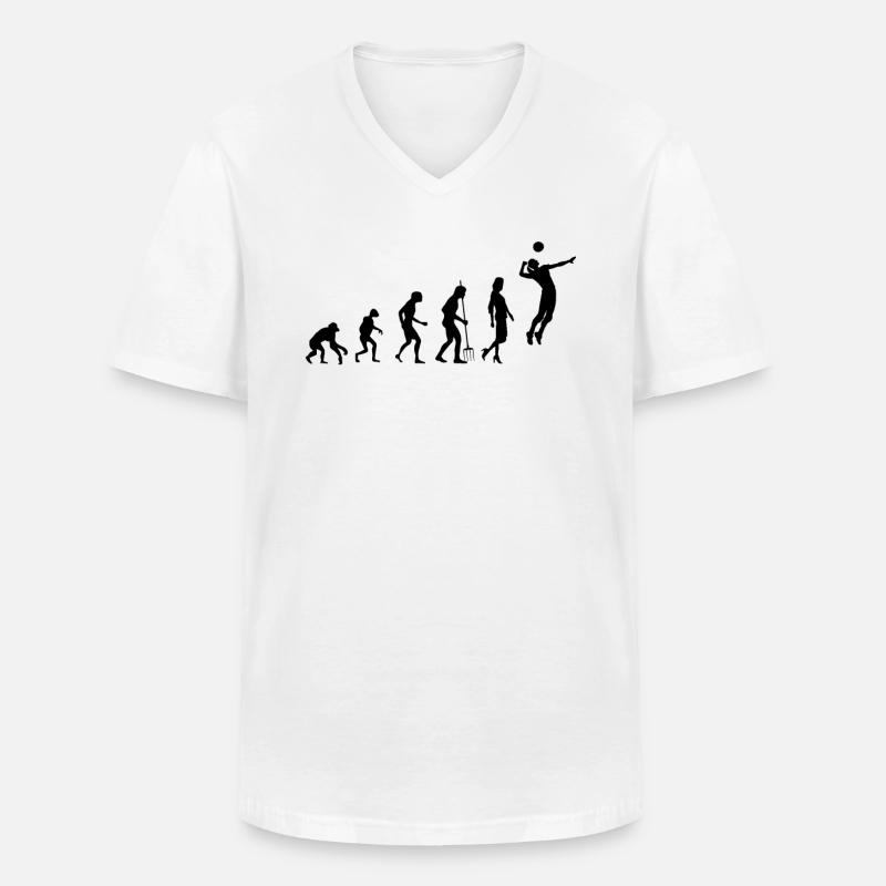Faustball Athlet Evolution Fistball Faustballerin - Männer-T-Shirt mit V-Ausschnitt - Weiß