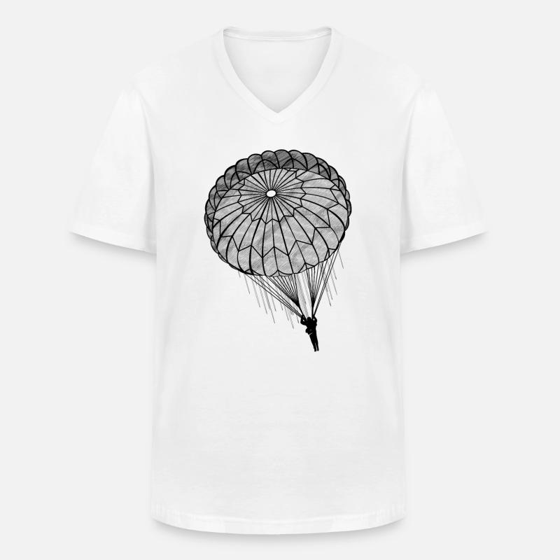 Fallschirmjäger Fallschirm Rundkappe Falli - Männer-T-Shirt mit V-Ausschnitt - Weiß