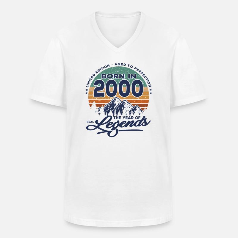 Legenden werden 2000 geboren - Männer-T-Shirt mit V-Ausschnitt - Weiß