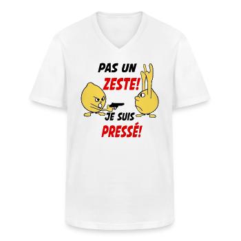 Pas un zeste je suis pressé! - T-shirt col V Homme - blanc - Devant - AI Model Male 185 light (185cm)
