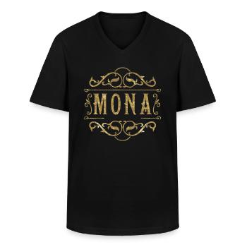 Mona gold - Männer-T-Shirt mit V-Ausschnitt - Schwarz - Vorne - AI Model Male 178 dark (178cm)