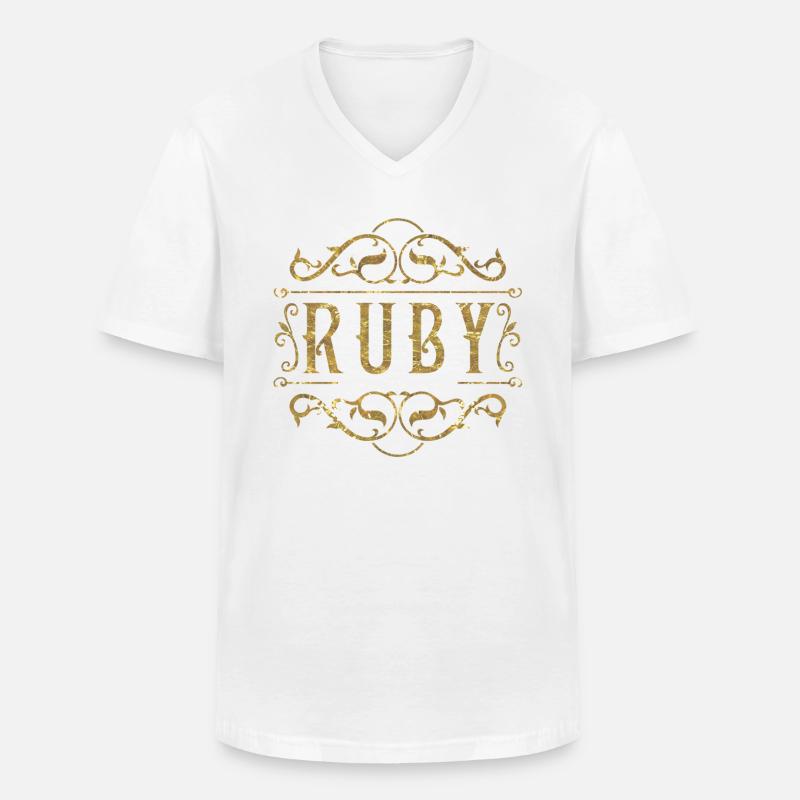 Ruby gold - Männer-T-Shirt mit V-Ausschnitt - Weiß