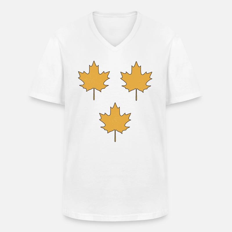 maple leaf pattern - Men's V-Neck T-Shirt - white