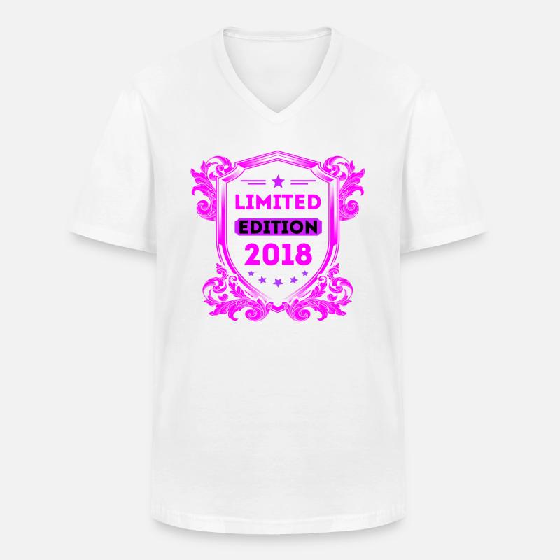 2018 - Männer-T-Shirt mit V-Ausschnitt - Weiß