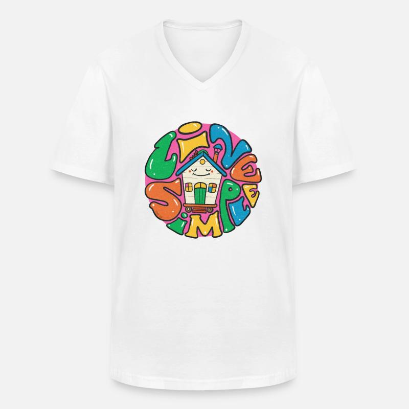 Lebe ein einfaches Tiny House - Männer-T-Shirt mit V-Ausschnitt - Weiß