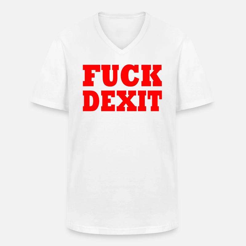 Fuck dexit - Männer-T-Shirt mit V-Ausschnitt - Weiß