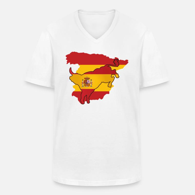 spanien flagge Spanien-Geschenk Spanischer Stier - Männer-T-Shirt mit V-Ausschnitt - Weiß
