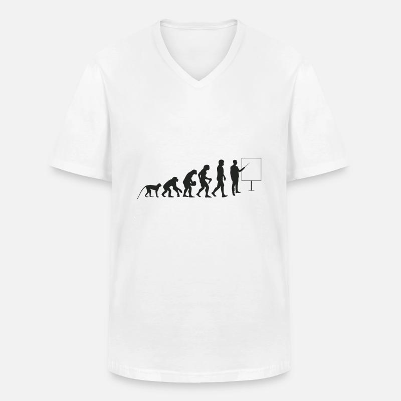 Lehrer Evolution - Männer-T-Shirt mit V-Ausschnitt - Weiß