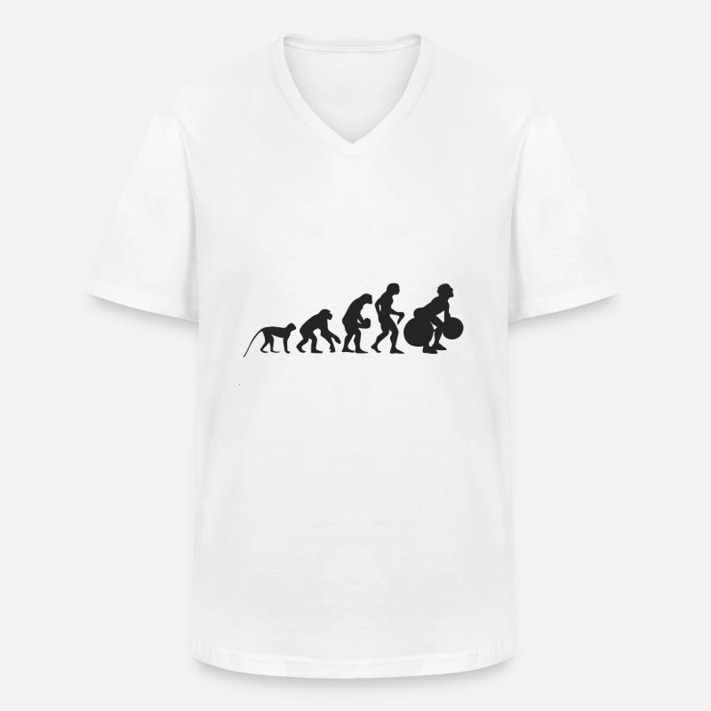 Evolution Gewichtheben - Männer-T-Shirt mit V-Ausschnitt - Weiß