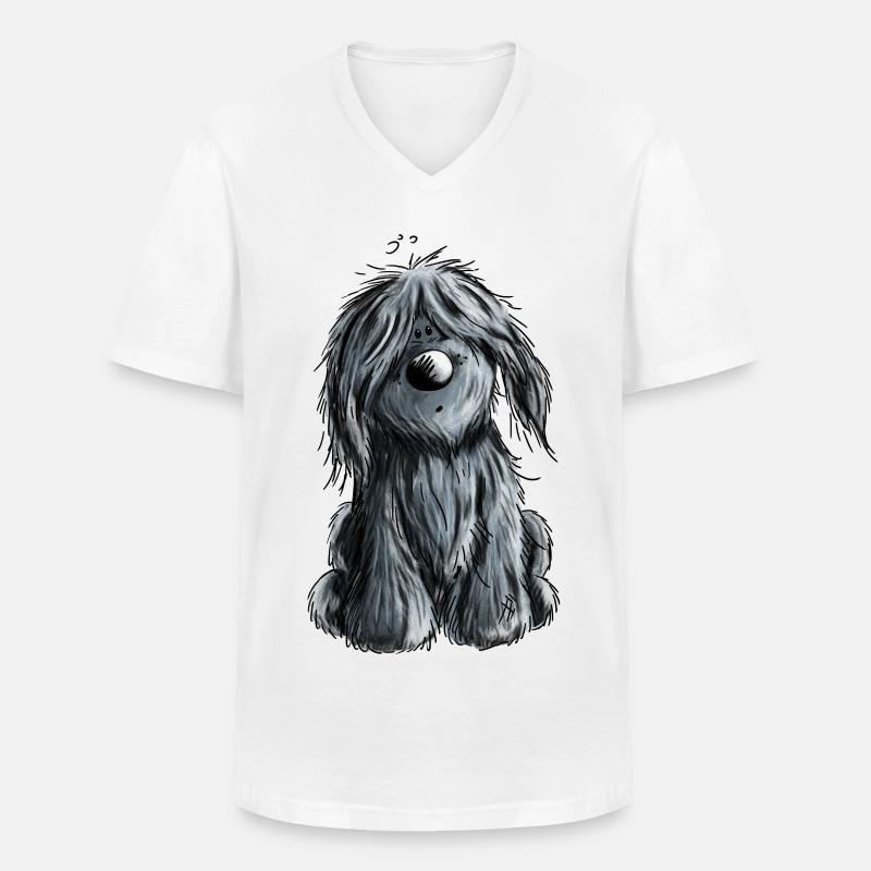Knuffiger schwarzer Briard - Hund - Geschenk - Männer-T-Shirt mit V-Ausschnitt - Weiß
