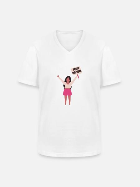racisme, mod racisme, mod nazier, racisme - Klassisk herre T-shirt med V-udskæring - hvid