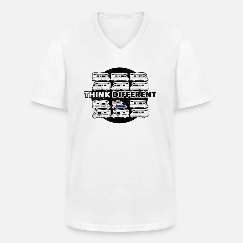 "Think Different" Dachzelt Camper Geschenkidee - Männer-T-Shirt mit V-Ausschnitt - Weiß