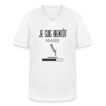 Je suis bientôt maire - T-shirt col V Homme - blanc - Devant - AI Model Male 185 light (185cm)