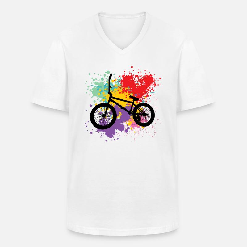 Bmx - Männer-T-Shirt mit V-Ausschnitt - Weiß