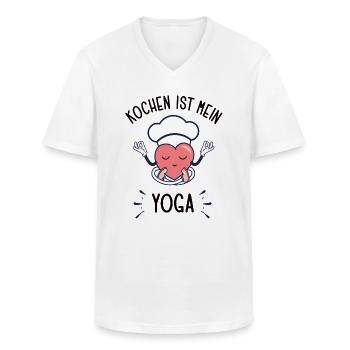 Lustiger Koch Spruch Yoga und Kochen für Köche - Männer-T-Shirt mit V-Ausschnitt - Weiß - Vorne - AI Model Male 185 light (185cm)