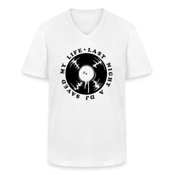 Hier soir, un DJ m’a sauvé la vie - T-shirt col V Homme - blanc - Devant - AI Model Male 185 light (185cm)