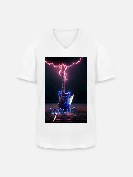 electric guitar - T-shirt col V Homme - blanc