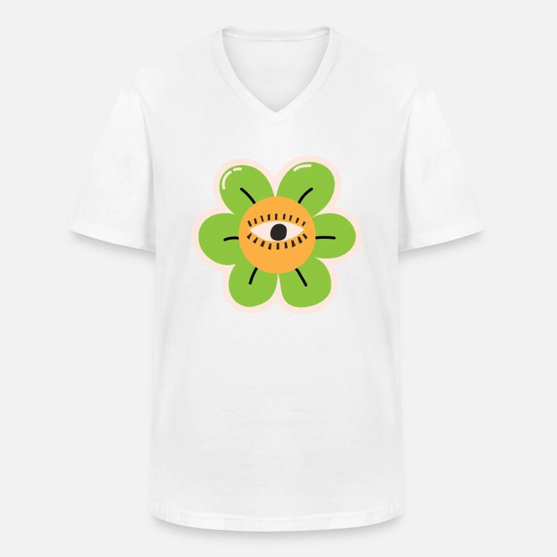 Blume Cartoon - Männer-T-Shirt mit V-Ausschnitt - Weiß