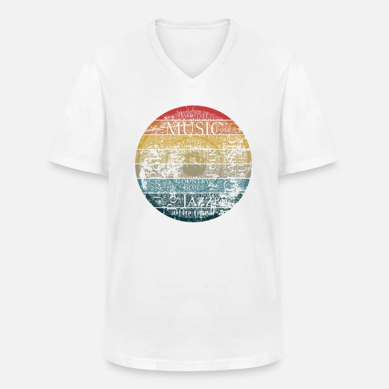 Musik Retro - Männer-T-Shirt mit V-Ausschnitt - Weiß