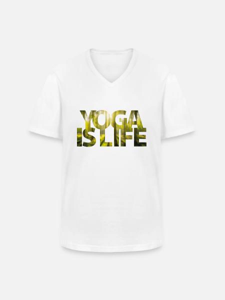 Yoga is Life - Men's V-Neck T-Shirt - white
