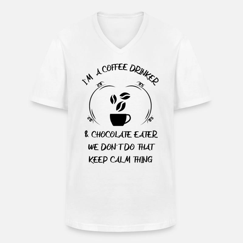 Kaffee Espresso Käffchen & Schokolade - Männer-T-Shirt mit V-Ausschnitt - Weiß