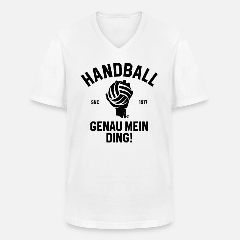 HANDBALL GENAU MEIN DING - Männer-T-Shirt mit V-Ausschnitt - Weiß
