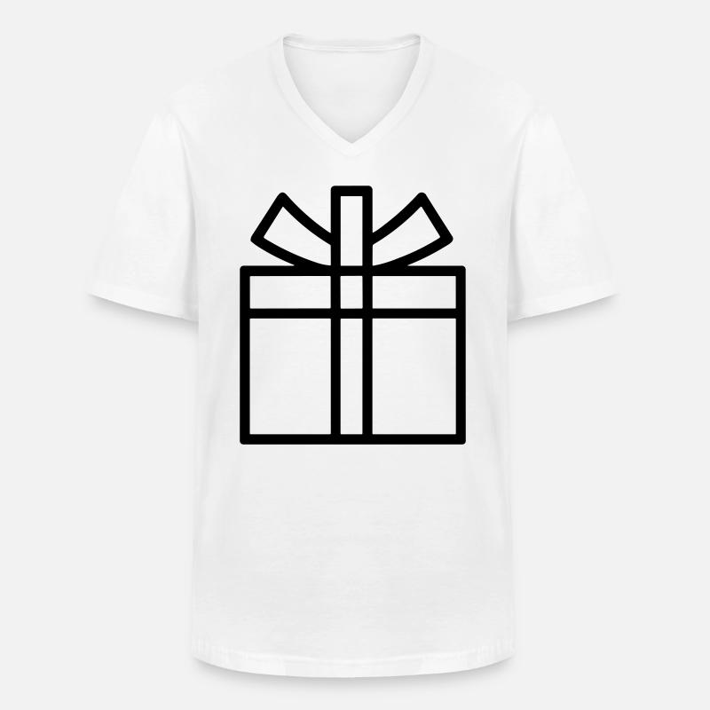 Kleine Geschenkbox - Männer-T-Shirt mit V-Ausschnitt - Weiß
