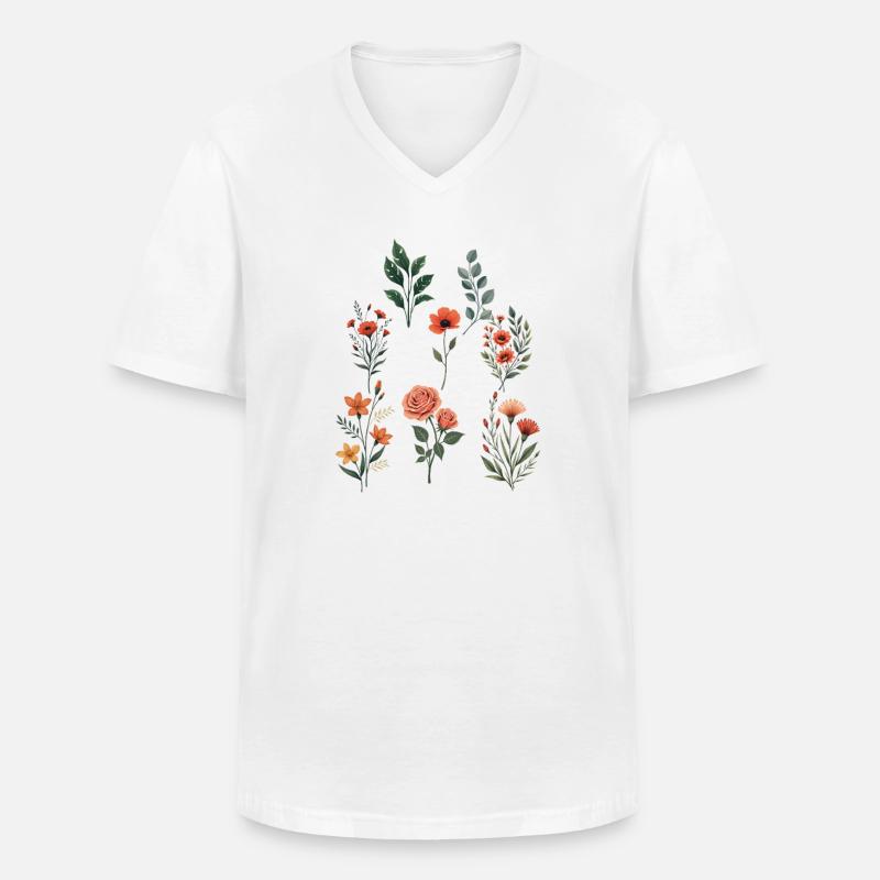Verschiedene florale botanische Sets - Männer-T-Shirt mit V-Ausschnitt - Weiß