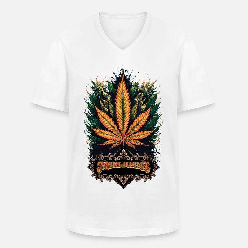 Marijuana - Männer-T-Shirt mit V-Ausschnitt - Weiß