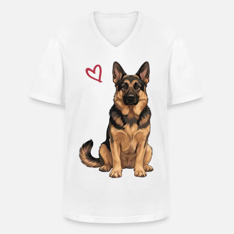Deutscher Schäferhund, Schäferhund - Männer-T-Shirt mit V-Ausschnitt - Weiß