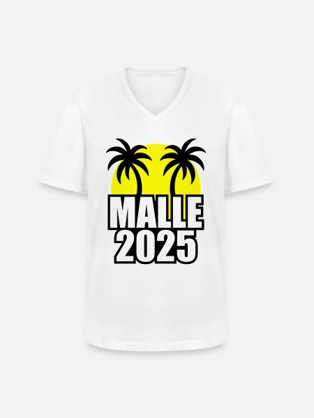 Malle 2025 - Männer-T-Shirt mit V-Ausschnitt - Weiß