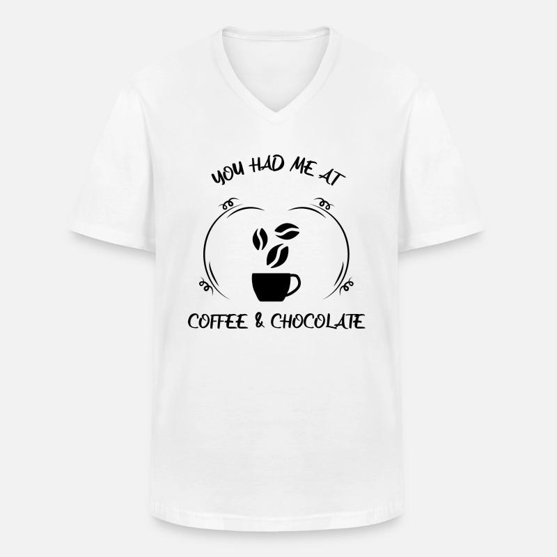 Kaffee Espresso Käffchen & Schokolade - Männer-T-Shirt mit V-Ausschnitt - Weiß
