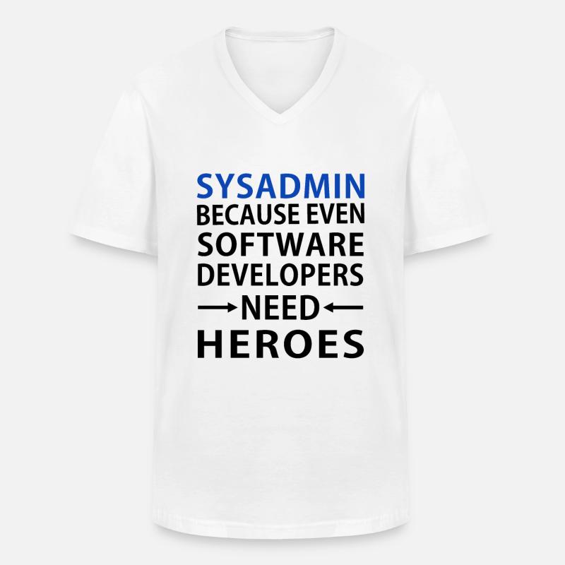 Sysadmin - Administrateur système - T-shirt col V Homme - blanc