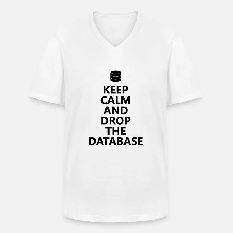 Datenbank - Drop Database - Männer-T-Shirt mit V-Ausschnitt - Weiß