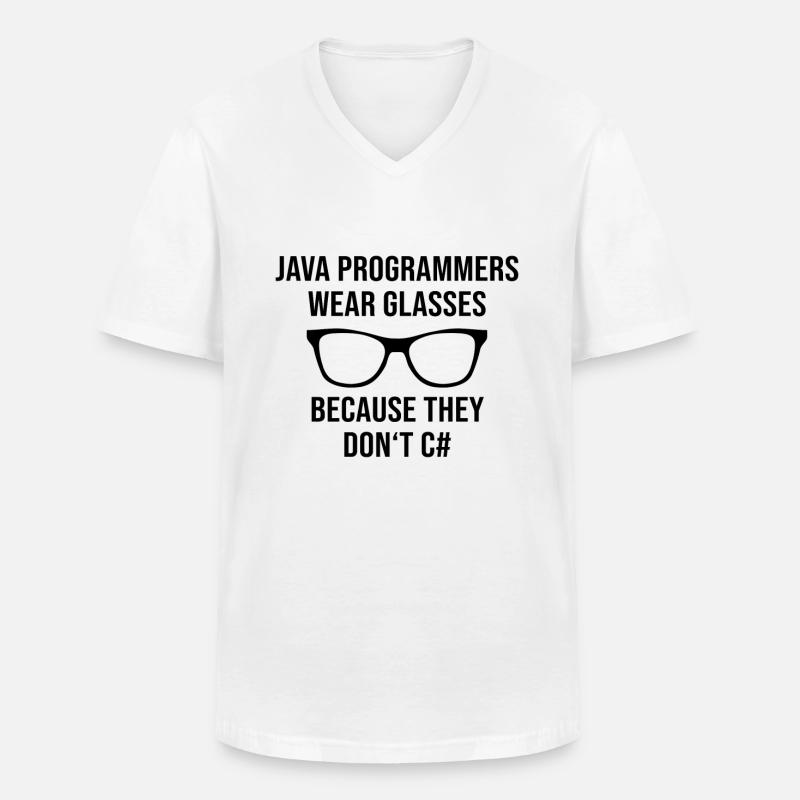 Programmer Java Entwickler Brille - Männer-T-Shirt mit V-Ausschnitt - Weiß