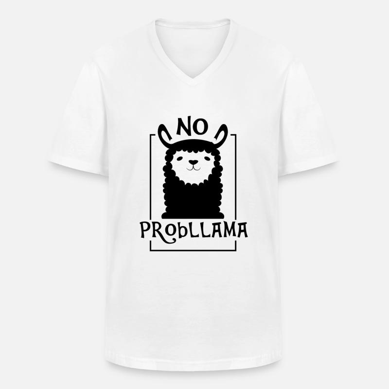No Probllama - Männer-T-Shirt mit V-Ausschnitt - Weiß