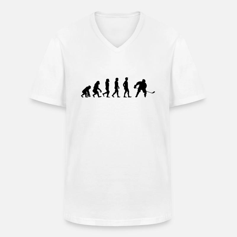 Hockey Evolution Eishockey - Männer-T-Shirt mit V-Ausschnitt - Weiß